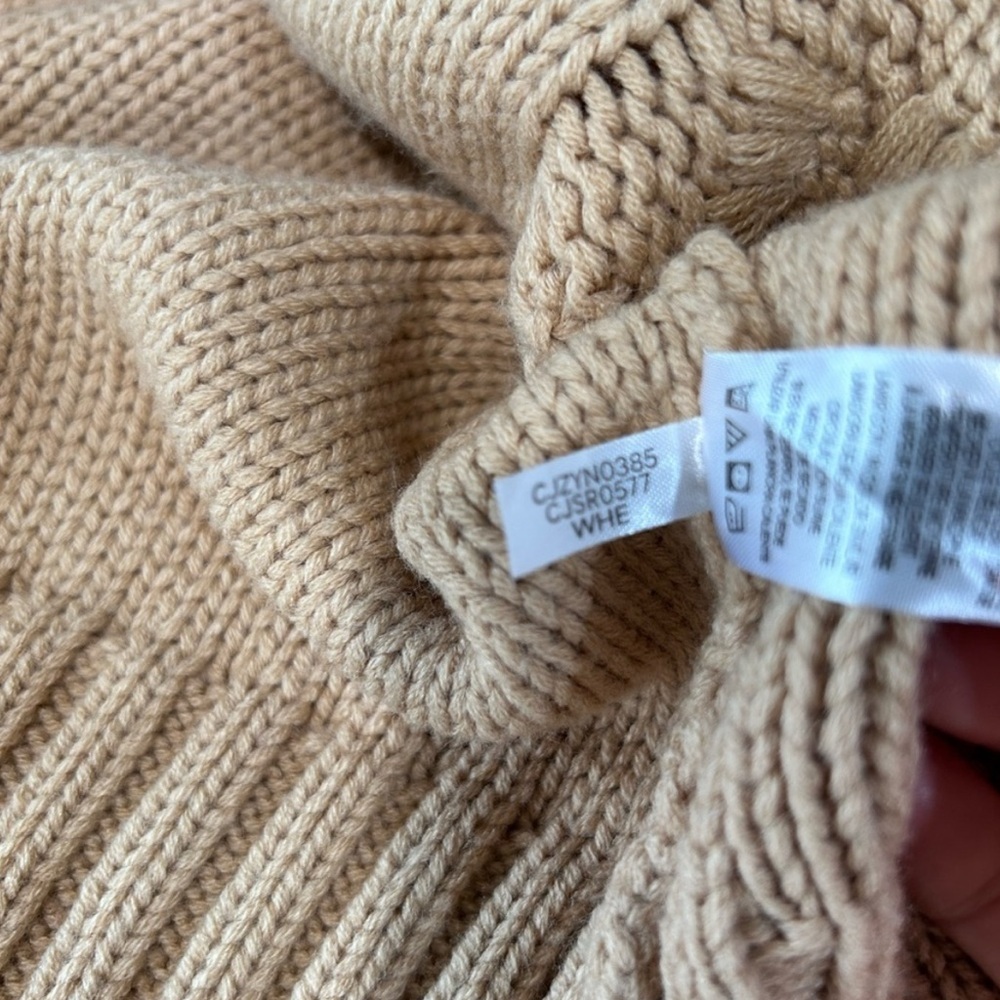 Calvin Klein Camel Knit Pullover Cozy Tan Cable Knit Turtleneck Sweater - Picture 14 of 16
